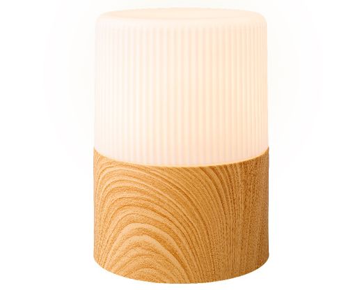 Lámpara De Mesa De Madera Y Pvc Con Luz Cálida Ø15 X H21Cm.