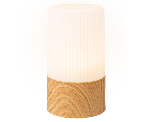 Lámpara De Mesa De Madera Y Pvc Con Luz Cálida Ø7,5 X H13,5Cm.