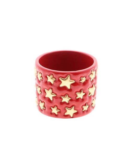 Maceta de Cerámica Rojo Estrellas Oro Ø11 X H 9Cm.