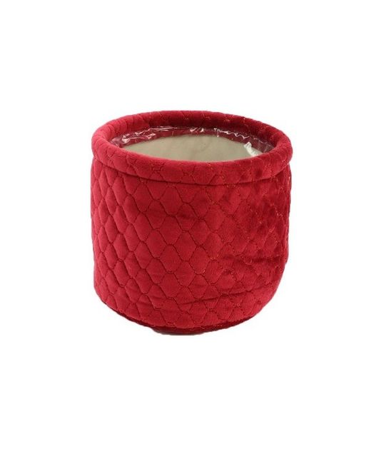 Maceta de Terciopelo Redondo Rojo Ø15 - 17,5 X H17Cm.