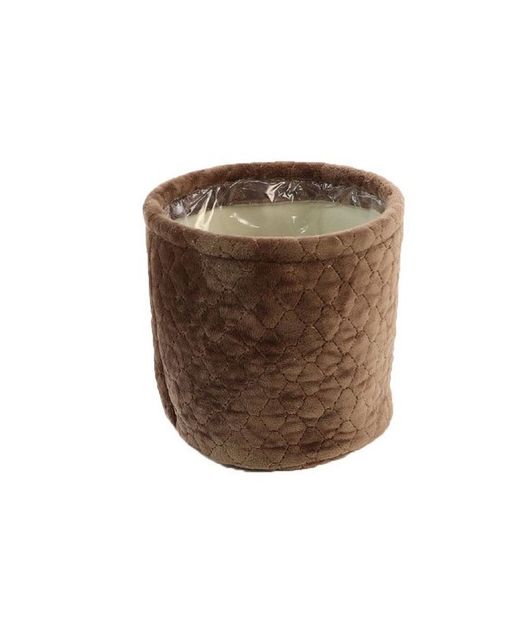 Macetero de Terciopelo Redondo Marrón Ø15 - 17,5 X H17Cm.