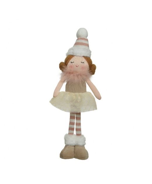 Muñeca Con Gorro Camiseta Y Zapatos Marrón 11 X 9 X H43Cm.