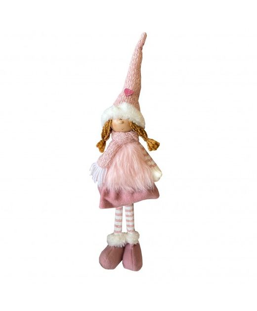 Muñeca de Sombrero Y Traje Rosa Con Trenzas 15 X 6 X H48Cm.