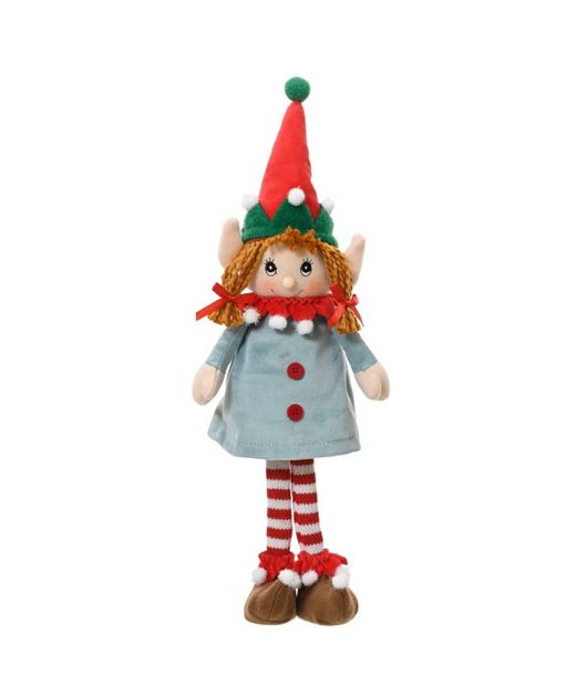 Muñeca Elfo "Niña" Con Gorro Rojo 17 X 9 X H 42Cm.