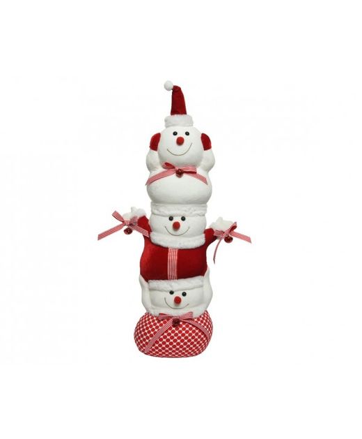Muñeco de Nieve Blanco Y Rojo Foam 32 X 16 X H66Cm.