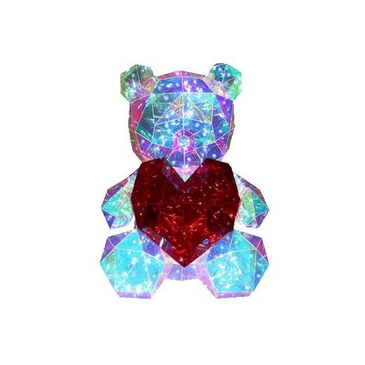 Ursinho de pelúcia com coração vermelho LUZ LED H40 cm.