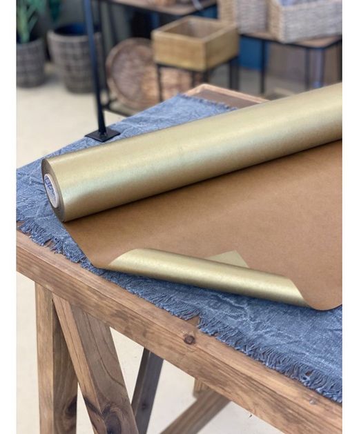 PAPEL KRAFT DORADO CON CERA VEGETAL (100% ECO) 70cm. X 50mts.