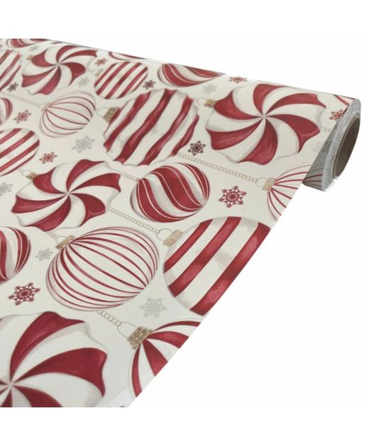 Papel Pakper Blanco Con Bolas Navidad 70Cm. X 25M.