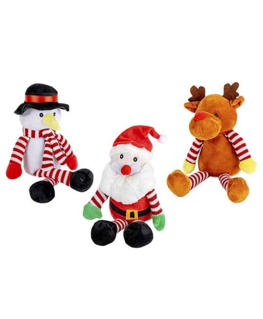 Peluche de Santa Reno Y Muñeco de Nieve 10 X H21Cm. (Set 3U.)