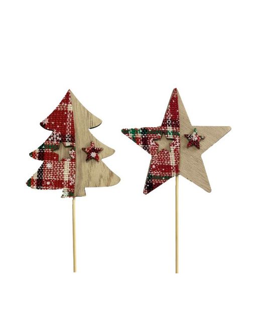 Pick Árbol Y Estrella de Madera 8.5 X 8.5 X H20Cm (12U.)