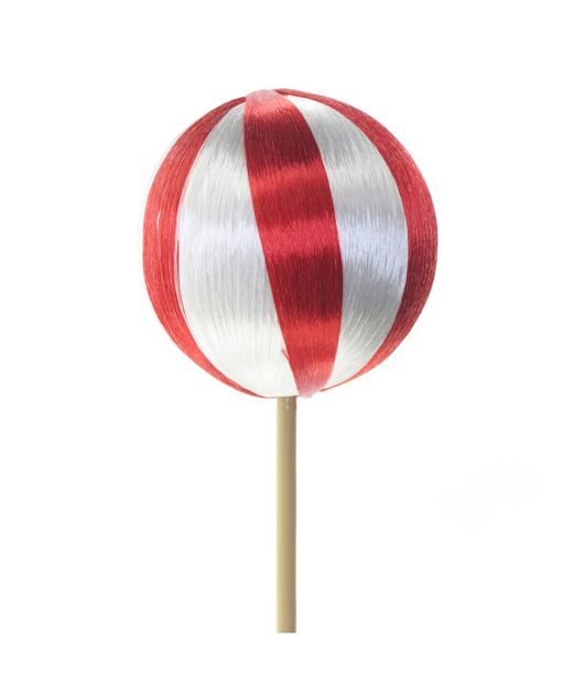Pick Bola Roja Y Blanca "Candy Cane" Ø6 X H 50Cm. (10U.)