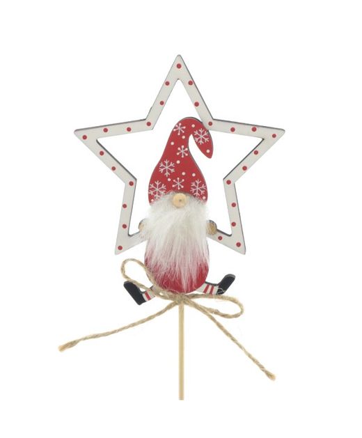 Pick de Madera Santa "Xmas" Estrella Blanca 11 X H50Cm. (10U.)