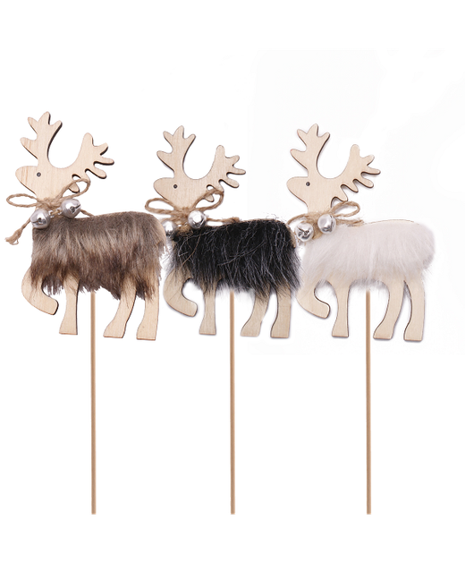 Pick de Reno Con Piel Y Cascabeles En 3 Colores 10 X H10Cm. (10U.)