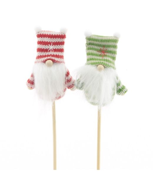 Pick Gnomo Rojo Y Verde Con Barba Blanca 12 X H50Cm. (10U.)