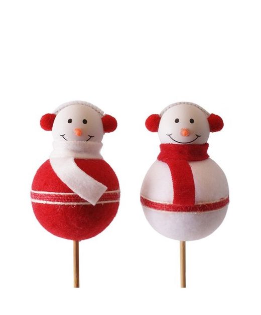 Pick Muñeco de Nieve Blanco Y Rojo 8 X H50Cm. (10U.)