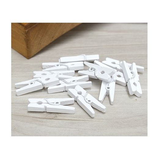 Pinzas Madera Natural Blanca 3,5Cm Caja 100 U.