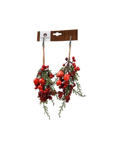 Ramillete Artificial Verde Con Berries 5 X 7 X H25Cm. (Set 2U.)