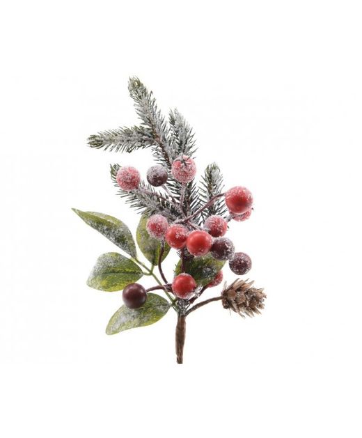 Ramillete de Navidad Con Piñas Y Berries Rojos 5 X 8 X H24Cm.
