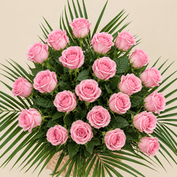 Bouquet funéraire 24 roses naturelles