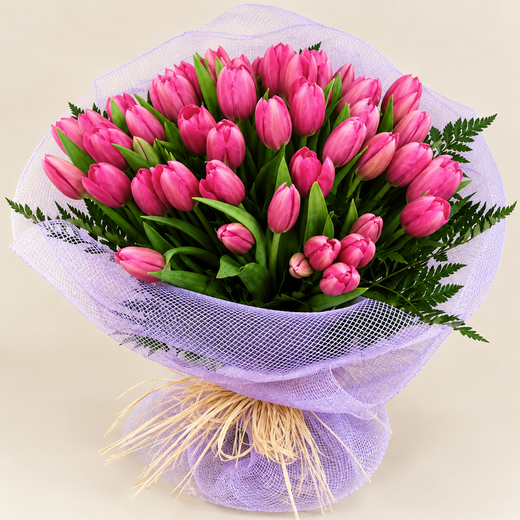 Bouquet de 50 tulipes en cadeau