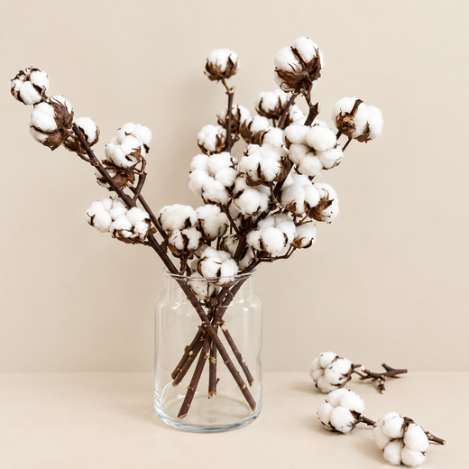 Bouquet de coton extra naturel, pack de 4 bâtonnets