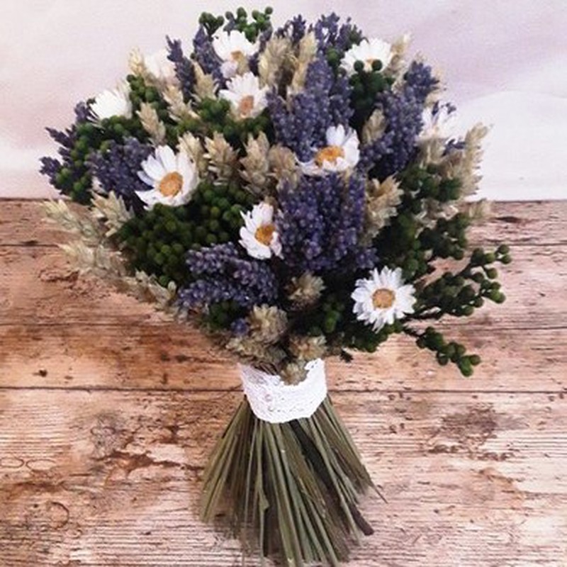 Bouquet de noiva azul verão seco com — Flores Frescas Online