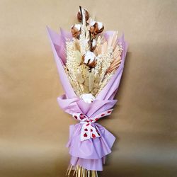 Bouquet sec romantique en coton doux