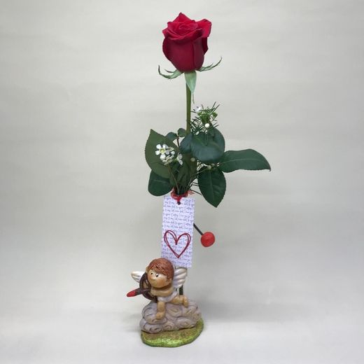 Rosa San Valentín con Ceramica Cupido