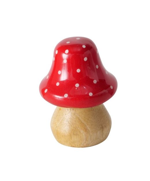 Seta de Madera Roja Con Puntos Blancos Ø3,5 X H5Cm.