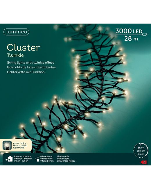 Tira Luces Cluster Twincle Warm White 28Mts. (3.000 Led)