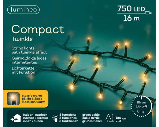Tira Luces Compact Twinkle Classic Warm 16Mts. (750 Led)