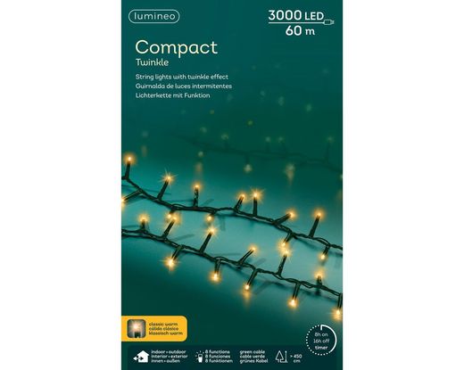 Tira Luces Compact Twinkle Classic Warm 60Mts. (3.000 Led)