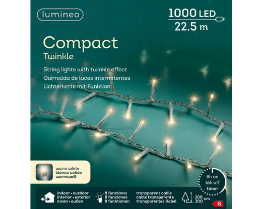 Tira Luces Compact Twinkle Warm White 22,5Mts. (1.000 Led)