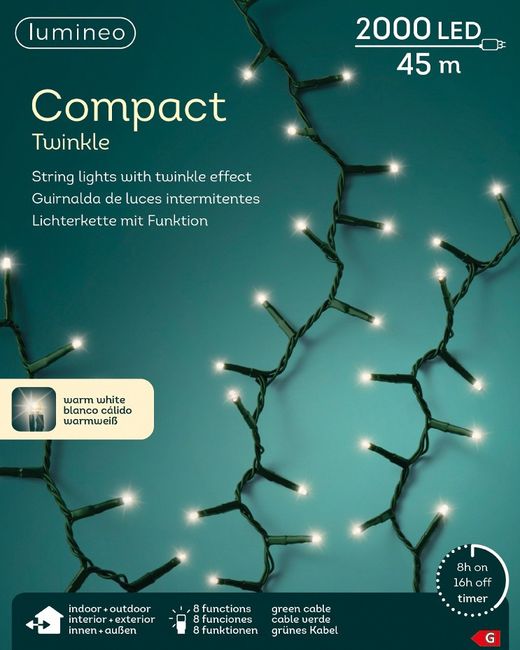 Tira Luces Compact Twinkle Warm White 45Mts. (2.000 Led)