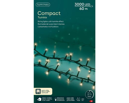 Tira Luces Compact Twinkle Warm White 60Mts. (3.000 Led)