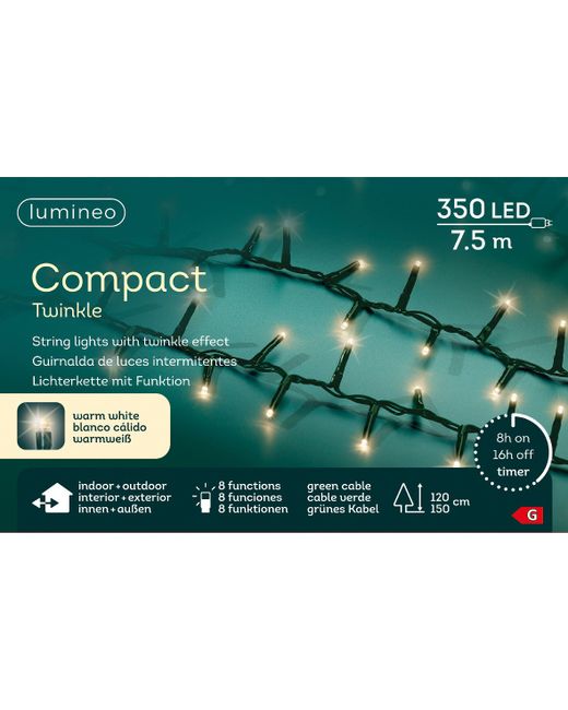 Tira Luces Compact Twinkle Warm White 7,5Mts. (350 Led)