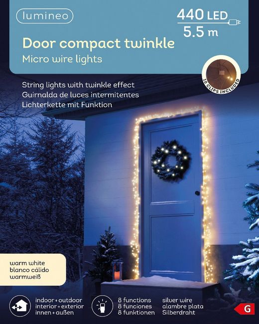 Tira Luces Compact Warm White Para La Puerta 5,5Mts. (440 Led)
