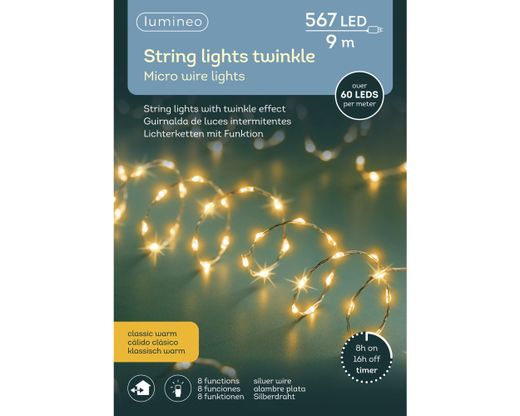 Tira Micro Luces Extra Densidad Classic Warm 9Mts. (567 Led)