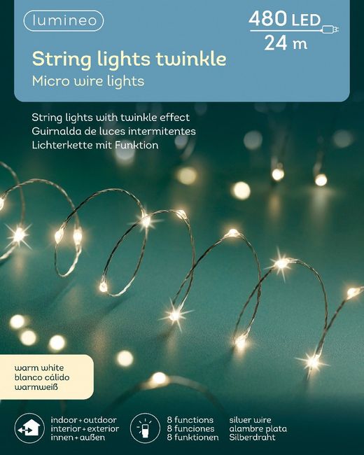 Tira Micro Luces Twinkle Warm White 24Mts. (480 Led)