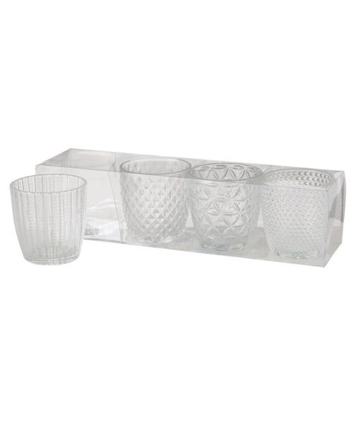 Vasito de Cristal Grabado "Marilu" Ø7,4 X H7,5Cm. (Set 4U.)