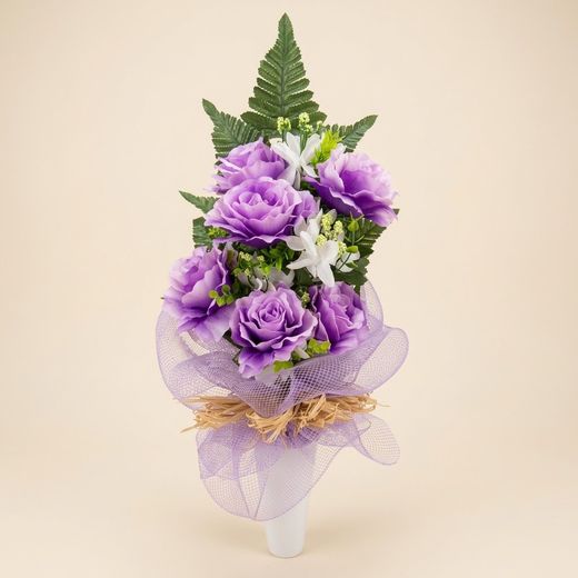 Vase funéraire à feuilles violettes