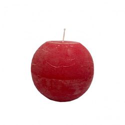 VELA BOLA RÚSTICA VERMELLA Ø 10 CM. (50 H.)